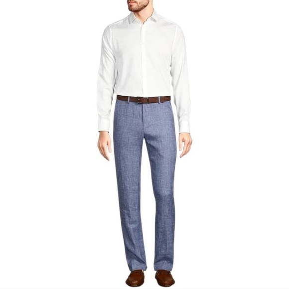 Murano Baird McNutt Linen Alex Slim Fit Flat Front Dress Pants Mens wedding - Picture 9 of 9